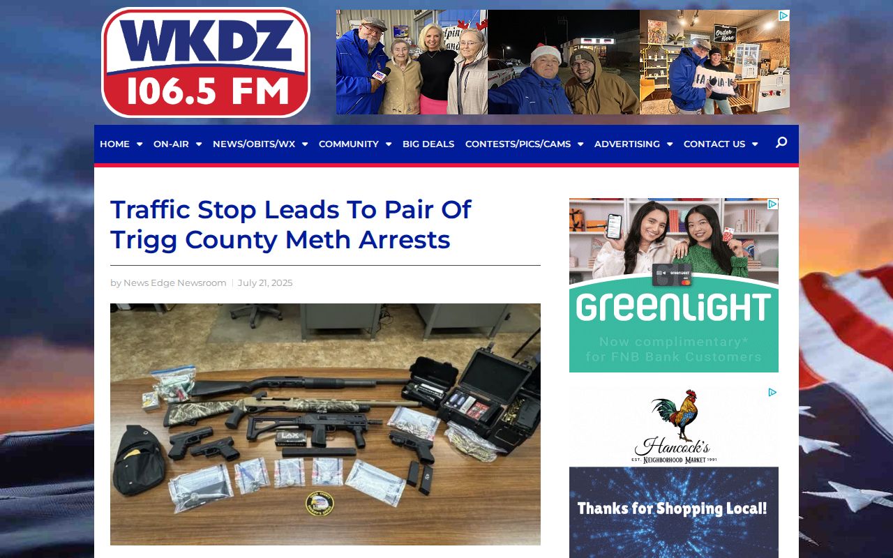 WKDZ News Edge report about a Trigg County arrest